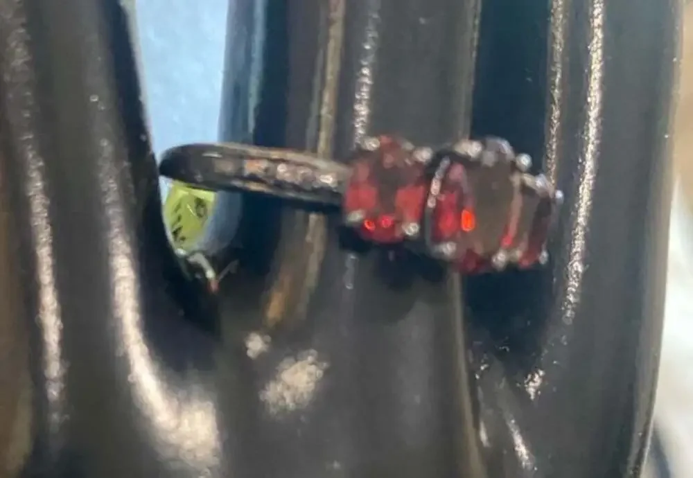 Three-Stone Garnet Ring in Sterling Silver size 9